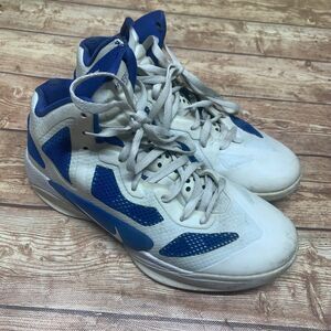 Nike Zoom Hyperfuse Mens White/Blue  Basketball Sneakers 454146-103 US 8 EU 41
